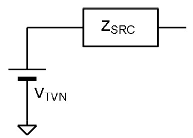 図7. テブナンの定理で𝑉𝑇𝑉𝑁と𝑍𝑆𝑅𝐶の回路になる(同)