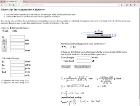 図7.Web上にある特性インピーダンス計算ツールの例[4]
