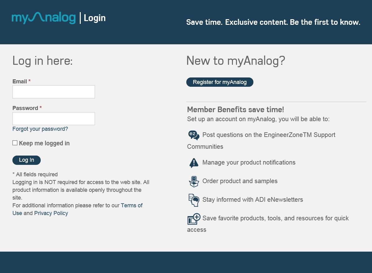 図1. myAnalog の登録ページ