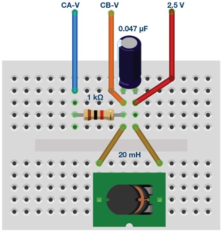 Figure 5. Band-pass filter breadboard connection.