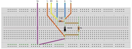 Figure 2. Zener diode regulator breadboard circuit.