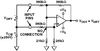 図2. AD629の内部回路。同ICは、高いコモンモード電圧に対応可能なディファレンス・アンプです。