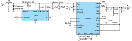 Figure 13. LT8672 and LT8650S configuration for high output current.