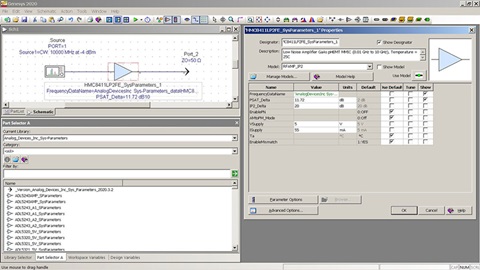 Figure 1. Screenshot from Keysight Genesys showing a typical sys-parameter model. Figure 1. Screenshot from Keysight Genesys showing a typical sys-parameter model.