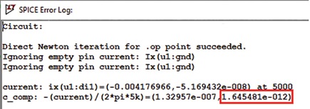 Figure 18. Measure statement results in <strong>SPICE Error Log</strong>.