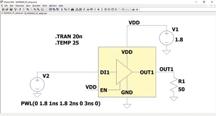 Figure 20. ADxxxx setup for falling waveform with a ground referenced 50 Ω load.