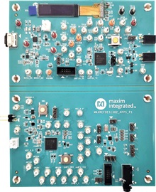 図2. MAXREFDES1302の外観 Figure 2. 1-Wire TWS charging cradle and earbud prototype PCBA photo.