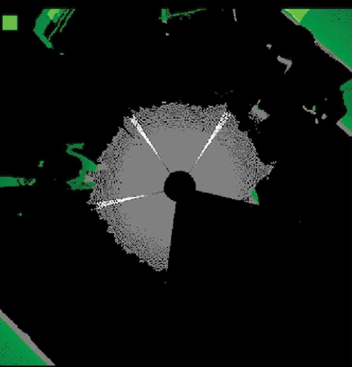 図6. 4台のTOFモジュールからの画像を結合した結果（上面図）